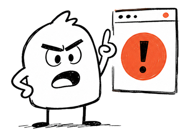 Naggy Buddy character giving a firm but friendly reminder